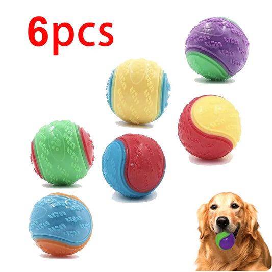 6 Sets Scooby-Doo Durable Squeaky Dog Balls Teeth Cleaning Interactive