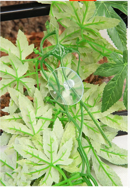 Plant Terrarium Reptile Hide Amphibian Decoration Pet Tank Hanging Leaves