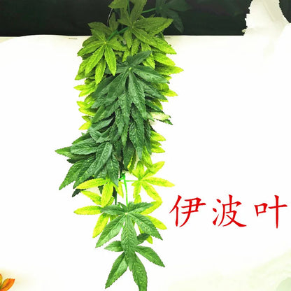 Plant Terrarium Reptile Hide Amphibian Decoration Pet Tank Hanging Leaves