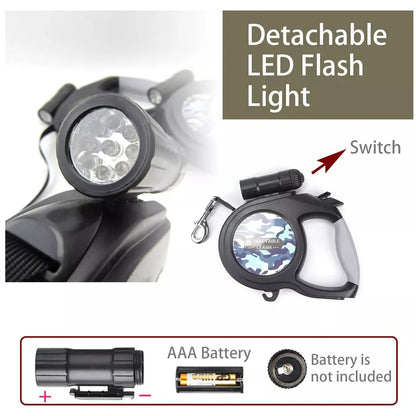 8M Nylon Pet Lead Leash with LED Light Strong Retractable Durable Extendables Lockable Tapes For Max 50KG Large Dog