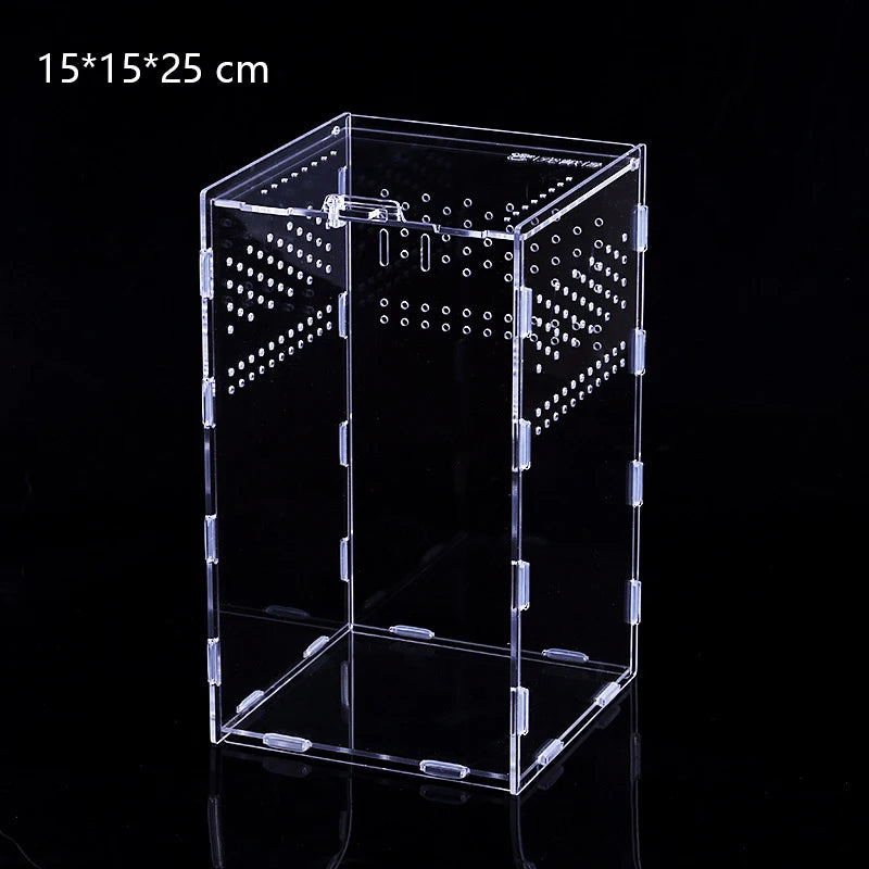 Acrylic Transparent Reptile Terrarium Habitat Breeding Box Reptiles Cage Nano Arboreal Tarantula Enclosure