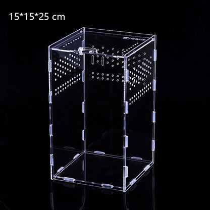 Acrylic Transparent Reptile Terrarium Habitat Breeding Box Reptiles Cage Nano Arboreal Tarantula Enclosure