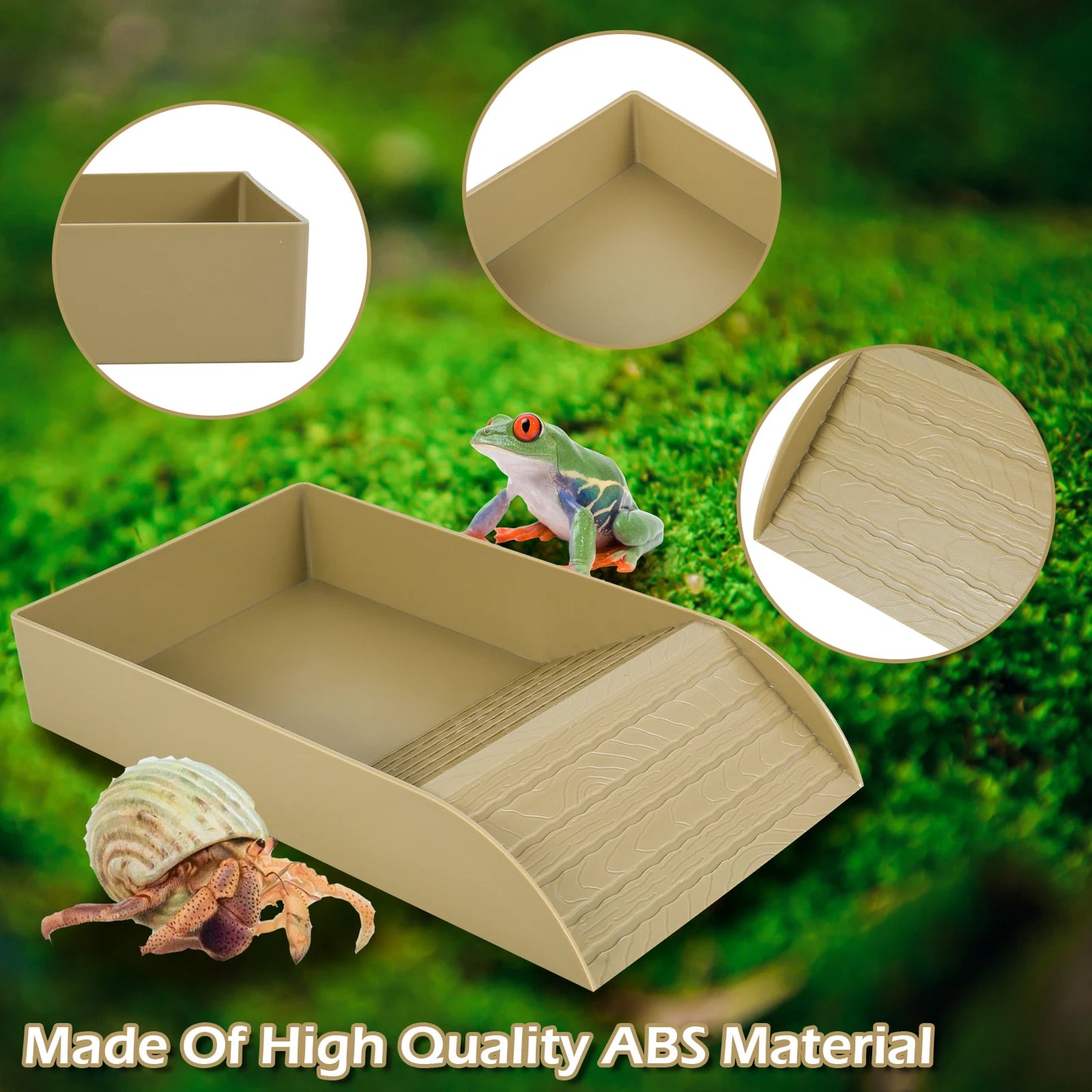 Tortoise Food Dish with Ramp and Basking Platform Leaf Tortoise Water Food Bowls Reptile Water Dish Turtle Reptile Pool