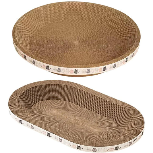 Cat Scratcher Cardboard Round Oval Cat Scratch Pad Bowl Nest for Indoor Cats