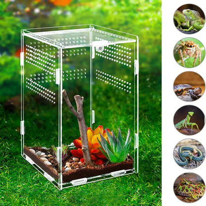 Acrylic Transparent Reptile Terrarium Habitat Breeding Box Reptiles Cage Nano Arboreal Tarantula Enclosure