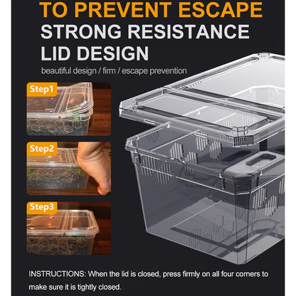 Reptile Breeding Feeding Box Transparent  Insect Rearing Hatching Containers Habitat Cage Inverts,Hatchling colubrids