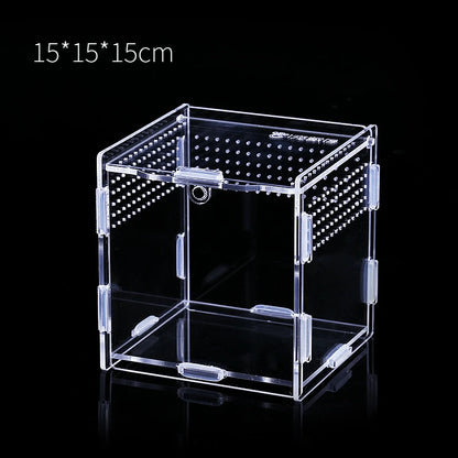 Acrylic Transparent Reptile Terrarium Habitat Breeding Box Reptiles Cage Nano Arboreal Tarantula Enclosure