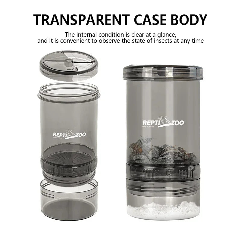 Cricket Convenient Feeding Boxes Transparent Climbing Pet Calcium Powder Mixing Box Portable Feeder for Lizards and Amphibians