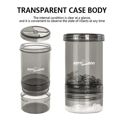 Cricket Convenient Feeding Boxes Transparent Climbing Pet Calcium Powder Mixing Box Portable Feeder for Lizards and Amphibians