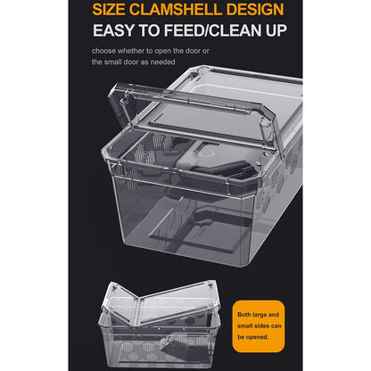 Reptile Breeding Feeding Box Transparent  Insect Rearing Hatching Containers Habitat Cage Inverts,Hatchling colubrids