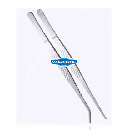Tweezers Stainless Steel Straight And Curved Nippers Tweezers Feeding Tongs For Reptile Snakes Lizards Spider (Silver)