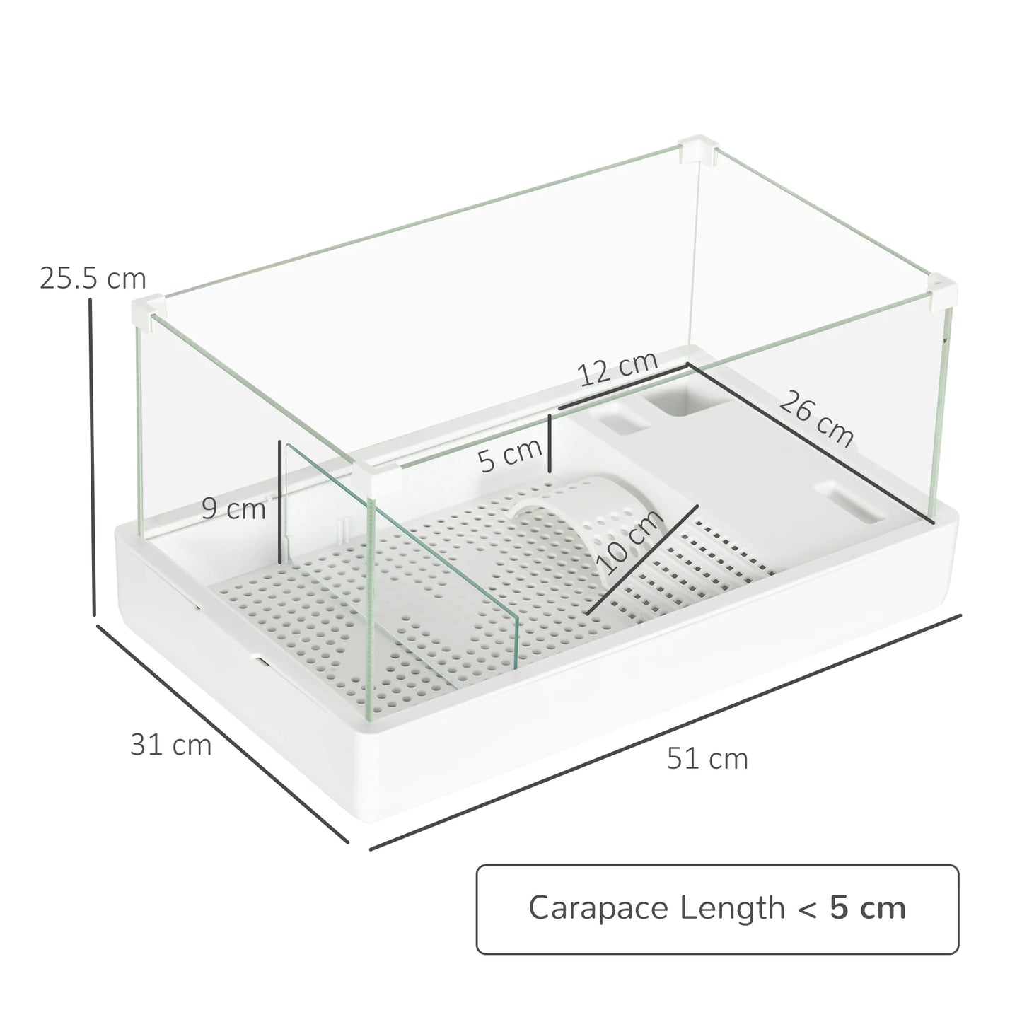 PawHut Turtle Tank, Glass Tank w/ Basking Platform, Reptile Habitat