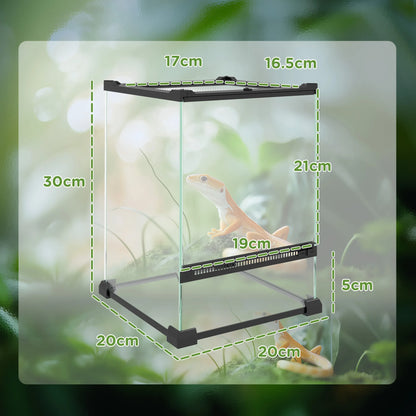 PawHut Glass Reptile Terrarium, 12L Vivarium for Lizards, Frogs, Snakes, with Ventilation