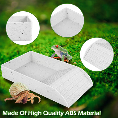 Tortoise Food Dish with Ramp and Basking Platform Leaf Tortoise Water Food Bowls Reptile Water Dish Turtle Reptile Pool