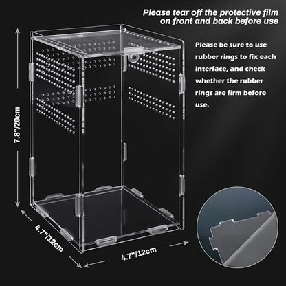 Acrylic Transparent Reptile Terrarium Habitat Breeding Box Reptiles Cage Nano Arboreal Tarantula Enclosure