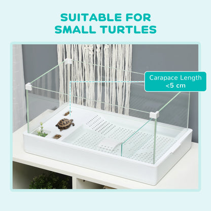 PawHut Turtle Tank, Glass Tank w/ Basking Platform, Reptile Habitat