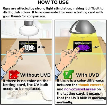 2pcs Fluorescent Color Changing Card Reptile Lighting UVA UVB Tester Test Card for Rapid Detection of UVB Amphibian Lamp