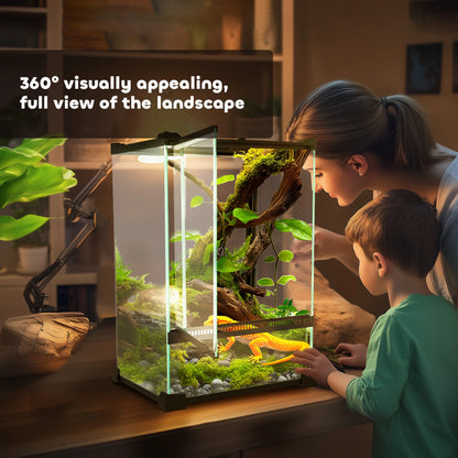 PawHut Glass Reptile Terrarium, 12L Vivarium for Lizards, Frogs, Snakes, with Ventilation