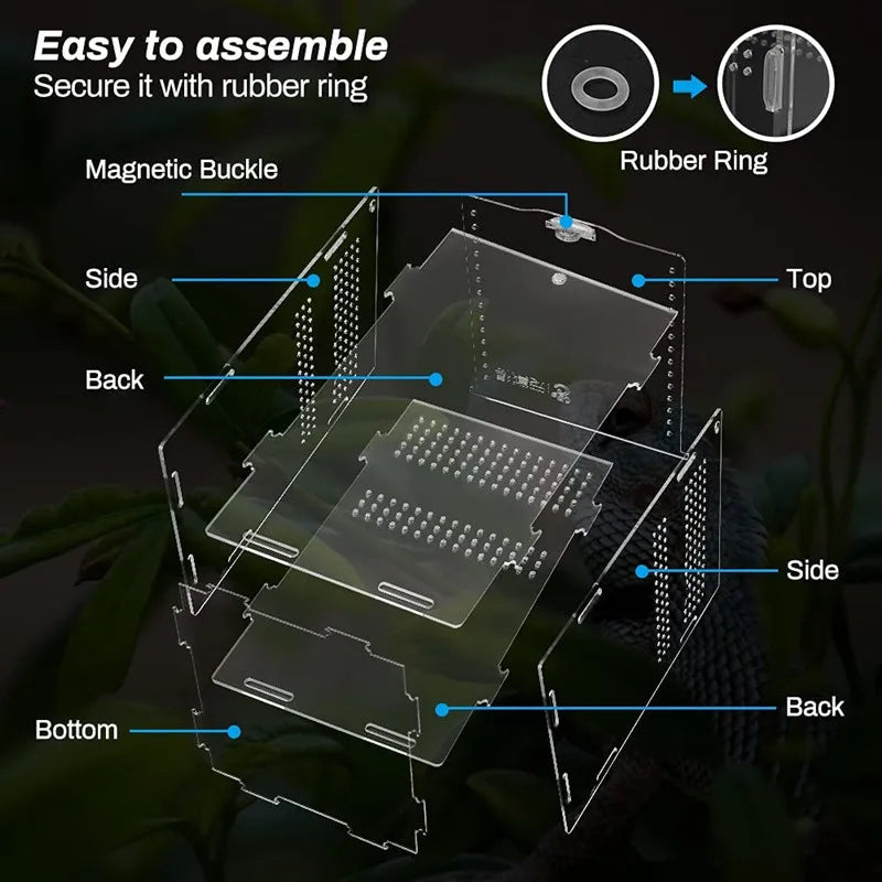 Acrylic Transparent Reptile Terrarium Habitat Breeding Box Reptiles Cage Nano Arboreal Tarantula Enclosure