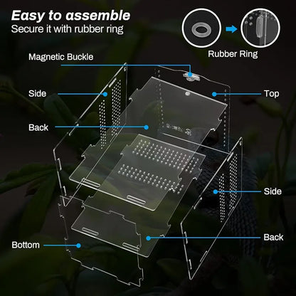 Acrylic Transparent Reptile Terrarium Habitat Breeding Box Reptiles Cage Nano Arboreal Tarantula Enclosure