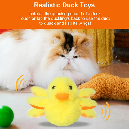 Flapping Duck Cat Toy Rechargeable Cat Exercise Plush Duck with Lifelike Quack Chirping Kitten Catnip Toy Cat Kicker Toys