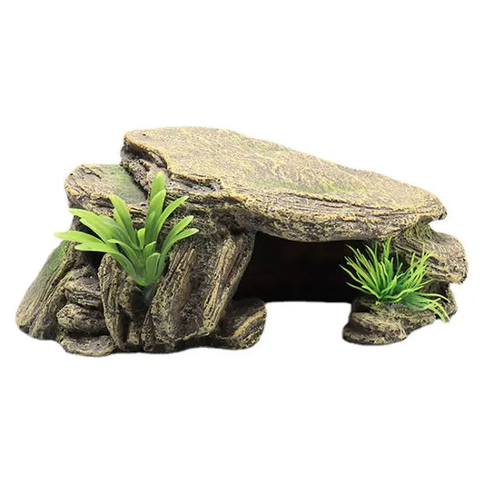 New Reptile Cave Turtle Bask Back Caves Platform Case Decoration Landscape Resin Habitat Hide Rock For Lizard Snake