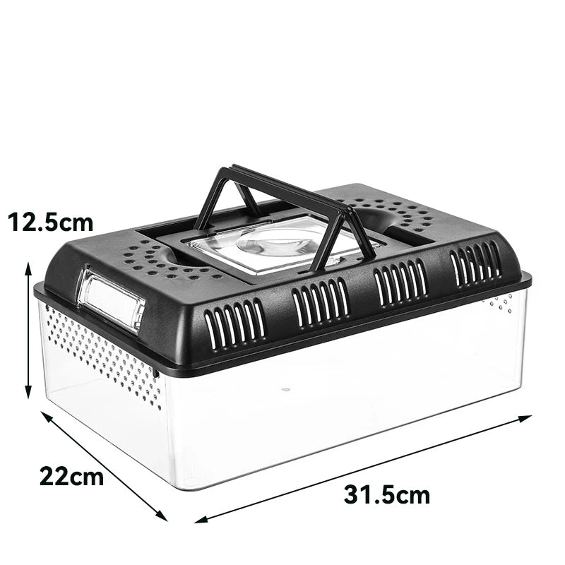 Transparent LED Light Reptile Animal Insect Pet Cage Breathable Feeding Portable Lamp Box Frog Snake ,Geckos,Inverts,spiders
