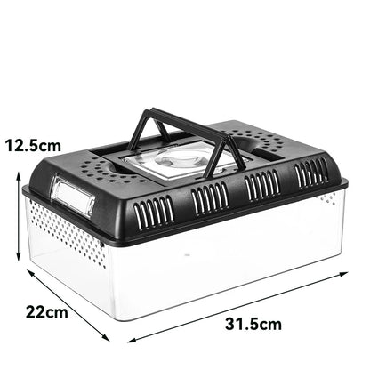 Transparent LED Light Reptile Animal Insect Pet Cage Breathable Feeding Portable Lamp Box Frog Snake ,Geckos,Inverts,spiders