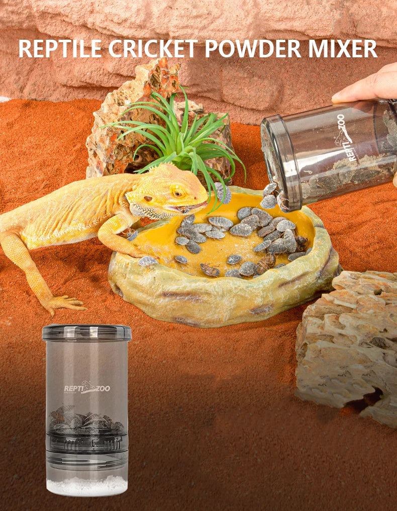Cricket Convenient Feeding Boxes Transparent Climbing Pet Calcium Powder Mixing Box Portable Feeder for Lizards and Amphibians