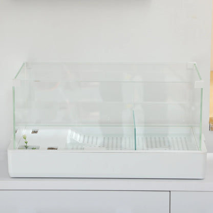 PawHut Turtle Tank, Glass Tank w/ Basking Platform, Reptile Habitat