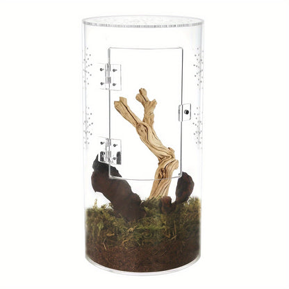 Acrylic Insect Habitat Cage 29.21x15.24x15.24cm - Transparent, Ventilated Terrarium for Spiders, Praying Mantises, Scorpions, Ants & Snails with Escape Door