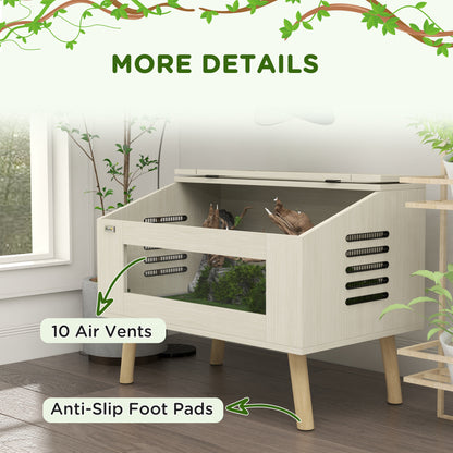 PawHut Reptile Vivarium Terrarium with Tempered Glass Windows, Openable Top for Snake Lizards, Horned Frogs, Chameleons