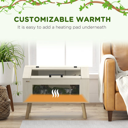 PawHut Reptile Vivarium Terrarium with Tempered Glass Windows, Openable Top for Snake Lizards, Horned Frogs, Chameleons